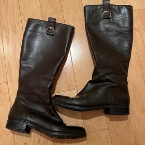 Lauren Ralph Lauren dark brown leather, heel riding boots, size 6